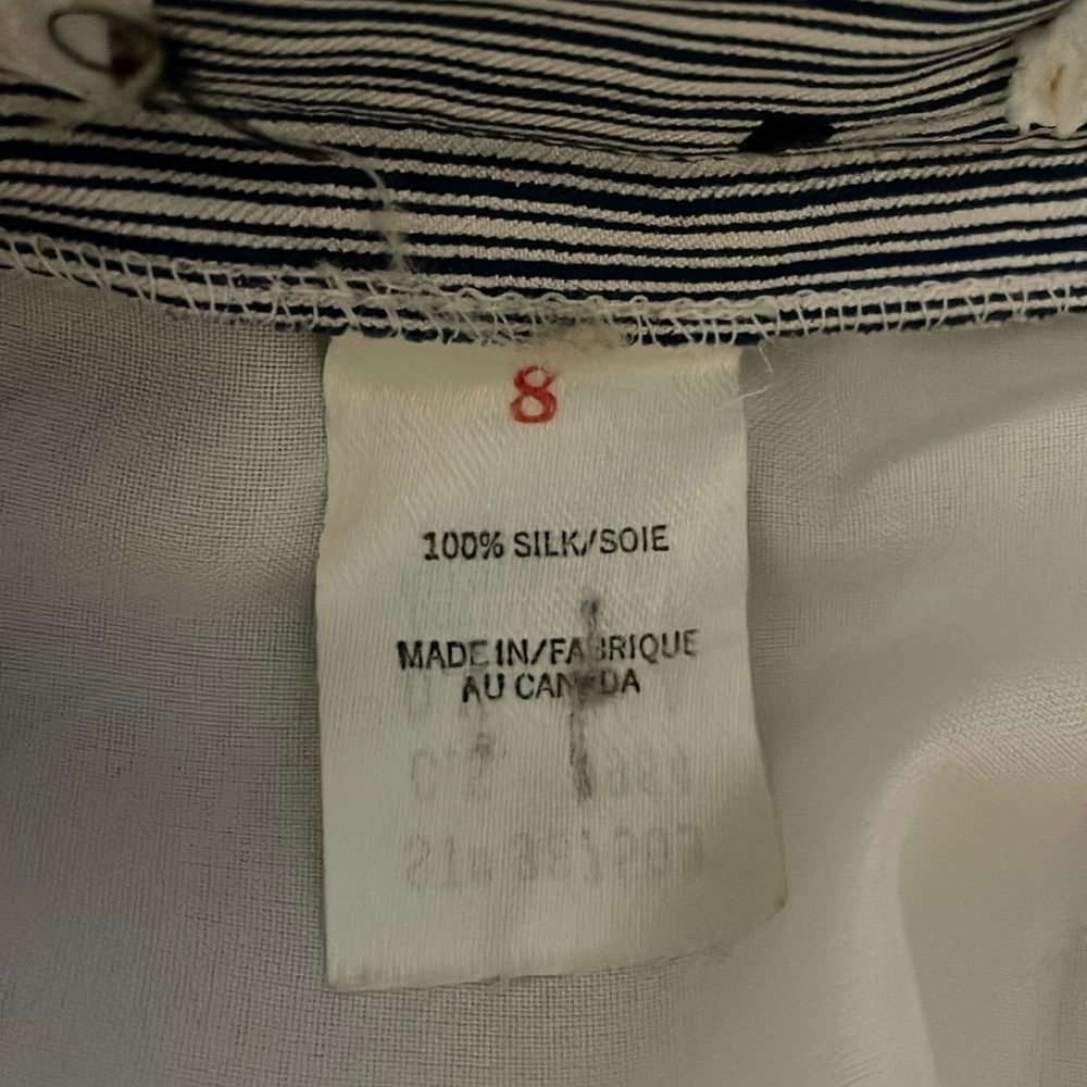 💙🤍 Vintage Pleated Maxi Skirt – 100% Silk, Striped & Hearts - Picture 5 of 5